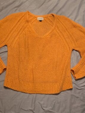 Universal Thread V-Neck Knit Sweater in Mustard Orange